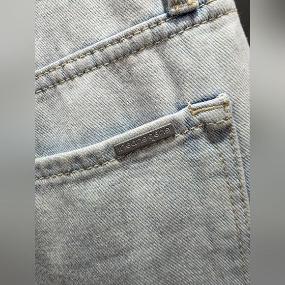 Insane Gene Light Wash Button Fly Denim Jeans Hi Rise Relaxed Tie Ankle 11 29W - Picture 9 of 12